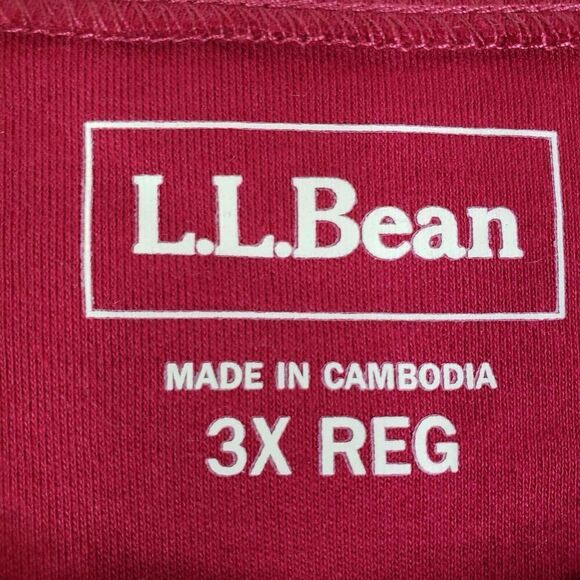 LL Bean Shirt Tee Womens Plus Size 3X Long Sleeve Stretch Knit Red Cotton - Picture 5 of 8
